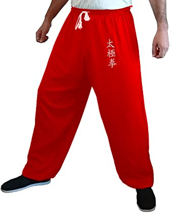 Kung Fu-byxor Tai Chi och Wing Chun byxor stil för kvinnor och män kampsport byxor lätta och släta, Tai Chi röd, S