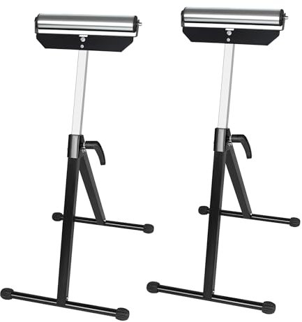 UISEBRT 2x Servante à Rouleau Pliable - Support avec rouleau Hauteur réglable 68 à 107cm - Tréteaux à roulettes Charge maximale 60kg - Support de rouleau avec pieds antidérapants