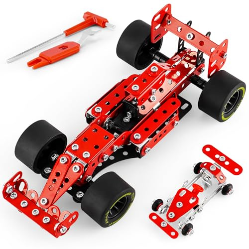 PANPAPA Car Building Kits for Boys 8-12,Building Cars Metal Erector Set,Racing Car Building Kits for Boys 12-15,Assembly Red Vehicle Model for Kids Kids 8+ Years Old（260Pieces）