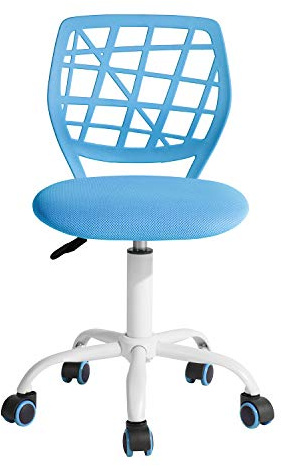 FurnitureR Silla educativa para niños, Moderna Silla de Oficina Ajustable sin Brazos para jóvenes Estudiantes, Silla de Escritorio giratoria en Azul Vivo