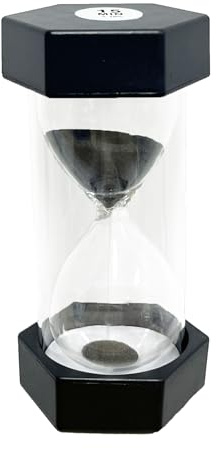 Sanduhr für Kinder, Zeitmesser Sanduhren, Sechseckiger Sanduhr-Timer, Sanduhr Glas Timer, Küchen-Timer-Uhr, Zeitmanagement(15 Minuten, Schwarz)
