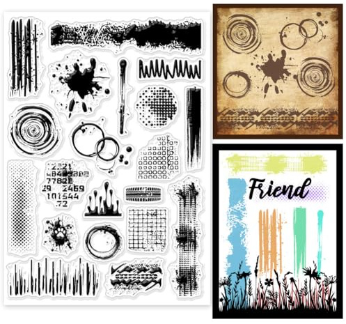 GLOBLELAND Sellos transparentes de silicona para fondo de manchas de té, sellos transparentes de graffiti, sellos transparentes para álbumes de recortes, tarjetas, álbumes de fotos, 21 x 14,8 cm
