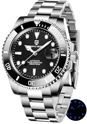 Pagani Design Herrenuhr Automatik Mechanische Uhr, NH35 Uhrwerk, 40mm Saphirglas 316L Edelstahl, 100M Wasserdicht Geschäfts Uhren