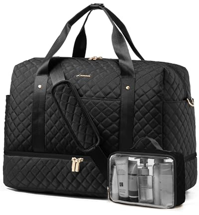 LOVEVOOK Travel Bag for Women, Weekend Overnight Duffle Bags with Cosmetic Bag&Shoe Compartment, Large Waterproof Ladies Holdall for Hospital Maternity Womens