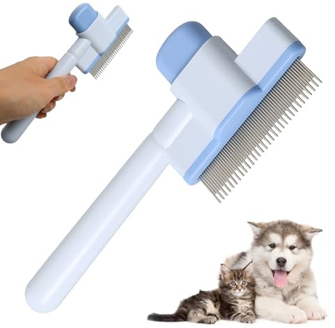 1mm Dents Rondes Brosse pour Chat et Chien, Brosse Poil Long et Court, Peigne Anti Puces pour Mascota, Peigne Chat et Chien Auto-Nettoyante, Élimine Poils Et Saletés, Doux pour La Peau