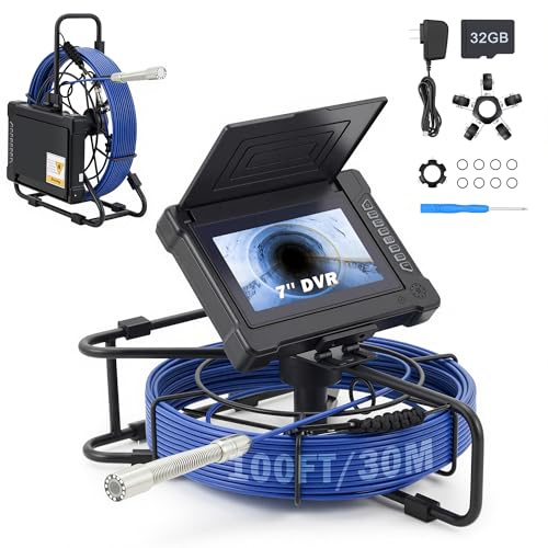 ZELCAN Telecamera Ispezione Tubi con 30m Cavo e 7 Pollici Schermo DVR