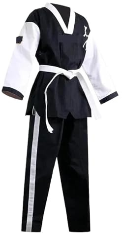 Ayztantine Traje de Karate Traje de polialgodón Taekwondo acanalado for niño adulto, uniforme Karate, atletismo artes marciales(XL-170CM)