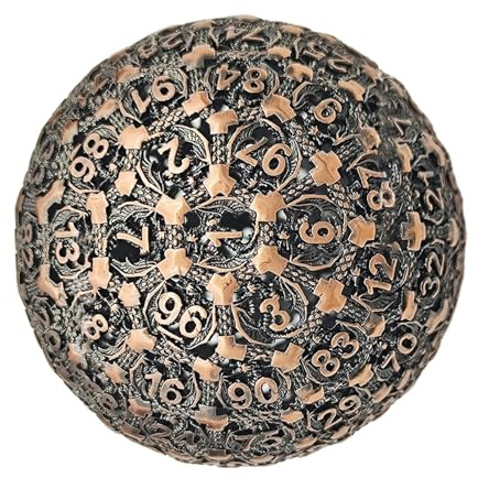 da gioco di ruolo, in metallo, 5 × 5 x 5 cm, 100 lati, per tablet e giochi di ruolo, superficie lucida, ideale per penna e carta, giochi da tavolo di tutti i tipi
