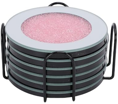 Topiky 6 Sottobicchieri in Vetro a Specchio con Supporto, Sottobicchieri per Vino in Cristallo Argentato, Sottobicchiere Rotondo per Bevande, Decorazione per Tavolino per Ufficio Bar Sala da Pranzo