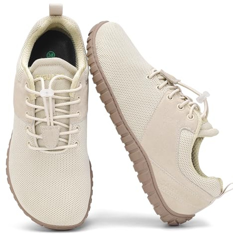 SAGUARO Scarpe Barefoot Uomo Donna,Barefoot Shoes Sportive Punta Larga,Scarpe a Piedi Nudi Minimaliste Ginnastica Traspirante — Adatte per Camminata e Uso Quotidiano Fitness Panna, Gr.37