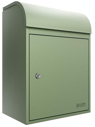 iLoveParcels Fulham Premium Small Parcel Drop Box. Waterproof Safe & Secure Delivery parcel box outdoor, Delivery Box, Post & Letterbox With Anti Theft Key Lock Mounted To Wall Pale Green RAL 6021