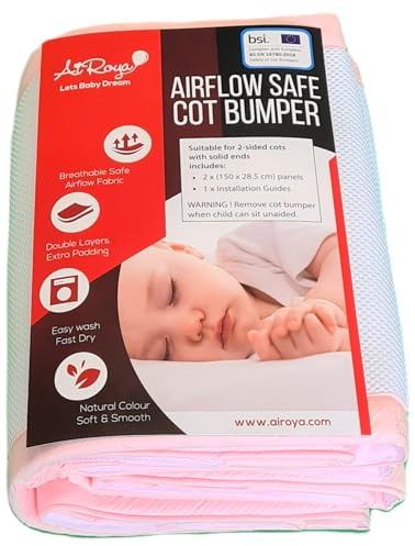 AiRoya® Paracolpi di qualità per lettino con sbarre, doppio strato per un’imbottitura extra, ideale per lettini con sbarre e testate con pannelli, rivestimento traspirante e sicuro