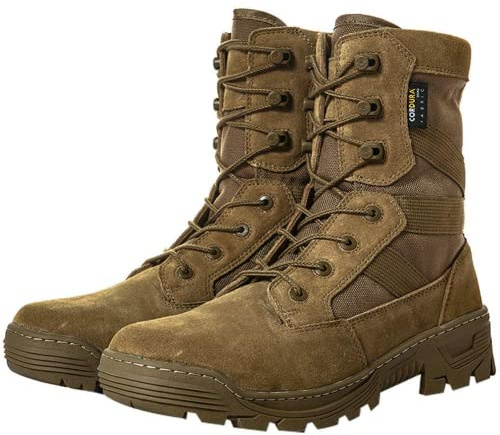 YEVHEV Chaussures Tactiques pour Homme - Bottes Militaires de Sécurité et de Sport - Pour le Camping, la Randonnée, l'Extérieur - Marron, 41 EU