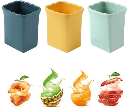 3pcs Multifonction Coupe-Tasse en Acier Inoxydable, Coupe-Fruits pour Fraises Bananes Oufs Légumes Préparation Rapide de Salade Gadgets de Cuisine (Jaune, Vert, Bleu Foncé)