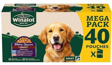 WINALOT Friday Suppers Mixed Variety Fish in Gravy Wet Dog Food Pouches 40x100g