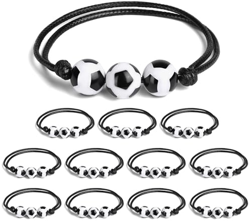 AUAUY 12 Piezas Pulseras de Fútbol, Pulseras Regalos Atléticas Ajustables de la Amistad, Pulseras Cuerda Trenzada Regalos para Niños y Niñas