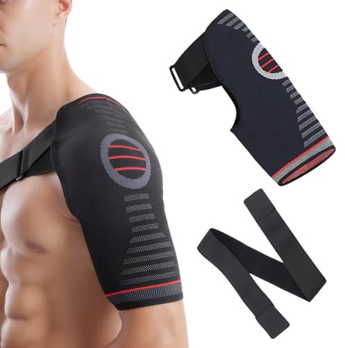 Pluvyze Schulterbandage für Frauen Herren, Verstellbar Schulterstütze, Schulter Bandage, Atmungsaktive Neopren-Stütze, Stabilität und Linderung von Beschwerden