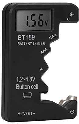 Batteritestare, Batterikontroll Kapacitetstestare Mätare Batteritester Mätare Digital Display Tool Batteritestare för Alla Typer Av Batterier för AA AAA 6F22 9V 1.5V (Svart)