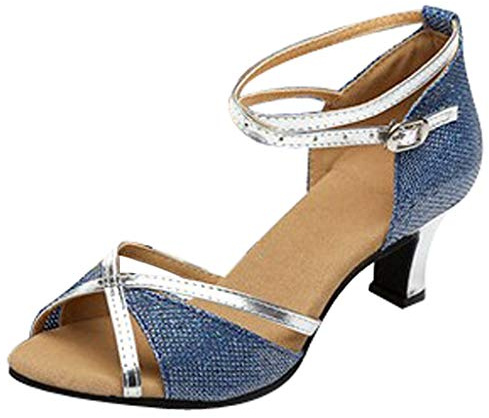 Scarpe da donna con tacco e ballerine da donna, eleganti e comode, scarpe da sposa con tacco Pumps Mary Jane Dirndl, scarpe a spillo blu, 36