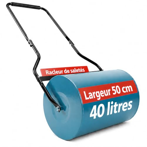 Sillar Rullo da Giardino per Prati e Campi, 32 cm, Rullo per Prato in Acciaio con Acqua o Sabbia, Manico Pieghevole con Raschiatore, Utensile Manuale per Livellare e Seminare