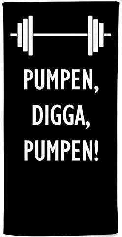 Power Towel das Coole Fitness & Sport-Handtuch mit Einer Botschaft| Verschiedene Motivations-Quotes| Größe 50 cm x 100 cm | POWERTOWEL Handtuch Mikrofaser Baumwolle (PUMPEN Digga - Black)