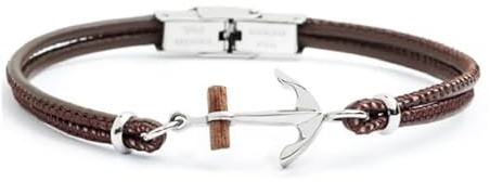 Bracciale MARLU' in Pelle Marrone con Ancora 4BR1817M
