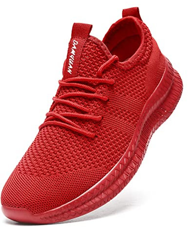 Tvtaop Damen Sneaker Laufschuhe Turnschuhe Straßenlaufschuhe rutschfest Leichtgewichts Atmungsaktiv Walkingschuhe Outdoor Tennisschuhe Sportschuhe Freizeitschuhe,Rot 36 EU