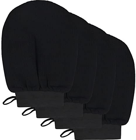 4 STÜCKE Peeling-Handschuhe, Peeling-Handschuh Schwarz Deep Body Peeling-Handschuh Abgestorbene Haut-Entferner Dusch-Körper-Peeling-Handschuhe für Frauen und Männer, eingewachsen