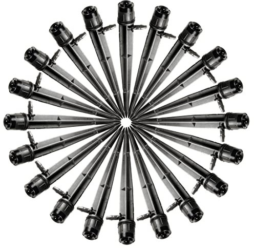 SUNCHE 20 Piezas 360° Goteo Regulable de Riego Sistema, Stake Sprayer Sprinklers para Goteo, Sistema de Flujo Micro, Dispositivo de Riego Ajustable, con Conector para Tubo de 4 mm/7 mm, Negros(B)