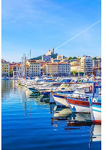 Ceanothe Tableau sur verre synthétique vieux port de Marseille 65x97 cm