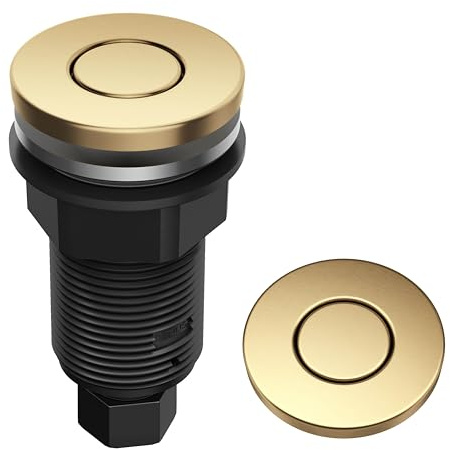 KRAUS Flat-Top Garbage Disposal Air Switch Button in Brushed Brass, KWDB-20BB