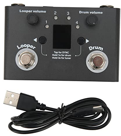 Pedal Drum Looper, 4 Ubicaciones de Almacenamiento 11 Minutos de Tiempo de Grabación Pedal de Efecto de Bucle de Frase Metálica con Afinador, Estación de Pedales de bajo de
