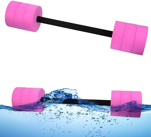 BOOSTEADY Aquatic Exercise Dumbbells Water Dumbbell Pool Resistance Aquatic Fitness Barbells with 6 High-Density EVA Foam Pool Weights Dumbbells, for Water Aerobics Weight Loss(1 Pink Long barbel)