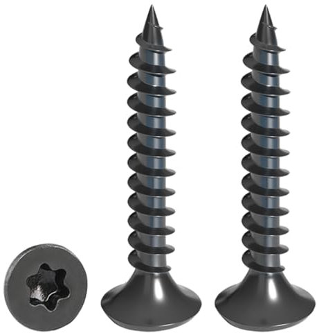 Drenky 50 Stück M5 x 20 Torx Schrauben Schwarz 304 Edelstahl-Blechschrauben, Flachkopf Schrauben, DIY-Holzbearbeitung aus Edelstahl 304 Voller Thread Holzbearbeitungsbefestigung