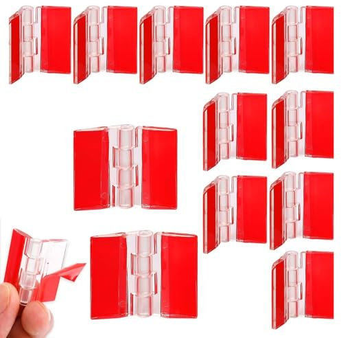 12 unidades Bisagras de acrílico transparente, pequeñas bisagras de plástico transparente, bisagras de piano, autoadhesivas, plegables bisagras DIY 35 x 30 mm