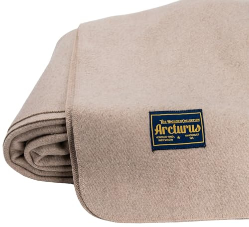 Arcturus Bighorn 100% Virgin Wool Blanket | Heirloom-Quality Wool Bedding for Home & Cabin | Warm, Thick & Durable (Queen Size, Ivory)