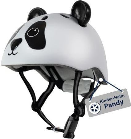 HUDORA Unisex Jugend Kinderhelm Pandy, Gr. 48-52 Helm, weiß-schwarz, 48-52 cm