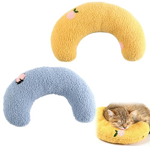 2 Pezzi Cuscino per Gatti a Forma di U, Morbido Cuscino per Animali Domestici, Facile da Pulire, Giocattolo per Cani, Gatti, Cat Pillow Dog Bed Pillows, Migliora il Sonno per Animali Domestici
