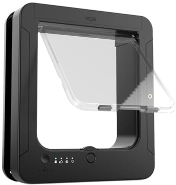 Gatera Inteligente,Compuerta Inteligente para Gatitos con Mando A Distancia Y 2 Collares Sensores | Verja Automática con Sensor para Perros,para Interior Exterior