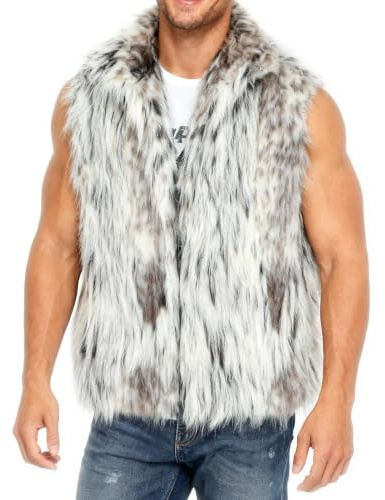 Amazhiyu Mens Faux Fur Gilet, Winter Zipper Waistcoat with Pockets | Winer Outerwear, Stand Collar, Zip-up Vest Coat Outwear