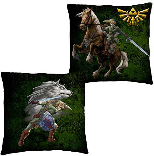 The Legend of Zelda Kissen Fight 40 cm x 40 cm Links Awakening Triforce Twilight Princess Ocarina Hyrule Kopfkissen Dekokissen Schmusekissen Zierkissen Kuschelkissen Polster passend zur Bettwäsche