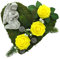 Grabgesteck Grabschmuck Grabaufleger Moosherz Grabherz Trauerherz Grab Herz Gesteck Rosen mit Engel (Rosen Gelb)