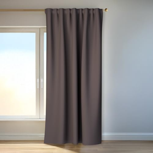 Homing Vorhang Kim Braun | Verdunkelungsvorhang inkl. Multifunktionsband | Thermovorhang Hitzeschutz | Akustikvorhang Schalldämmung | Vorhang Blickdicht | Blackout Curtain | 140x245 cm | 1 STK.