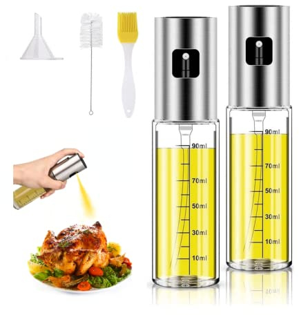 HOUEVIYS Oil Sprayer for Cooking, 2 Pack Olive Oil Sprayer Mister, Oil Spray Bottle for Kitchen, Portable Kitchen Gadget for Air Fryer, Baking, Salad, Grilling, Roasting,Olive Oil Dispenser Set