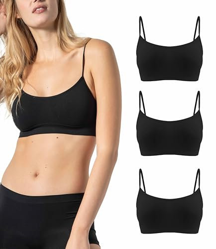 Risalti Reggiseno Senza Ferretto Spalla Stretta 3 pz - Bralette Donna Senza Cuciture ed Etichette, Reggiseno Donna in Microfibra Elasticizzata, Brassiere, Top Morbido, Intimo - Made in Italy