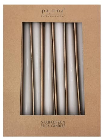 Stavljus set om 10 – grå | Höjd 25 cm ø 2,2 cm | brinntid 7 timmar – premiumkvalitet | enfärgade spetsljus | pajoma