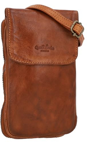 Gusti Umhängetasche Leder- Estera Damen Handtasche Handytasche Ledertasche Vintage Braun Leder