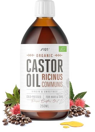 Organic Castor Oil 250ml – 100% Unrefind & Cold Pressed – Hexane Free – for Skin & Hair – Sustainably Sourced – By Alpha01