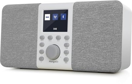 MangoKit MD5 Stereo DAB Radio mit Bluetooth,DAB Plus Radios,Digitalradio,UKW Radio,Tragbares Dab Radios,Küchenradio mit Netzbetrieb und Batterie,Farbdisplay,Alarme,Uhr,Schlummerfunktion-Steingrau