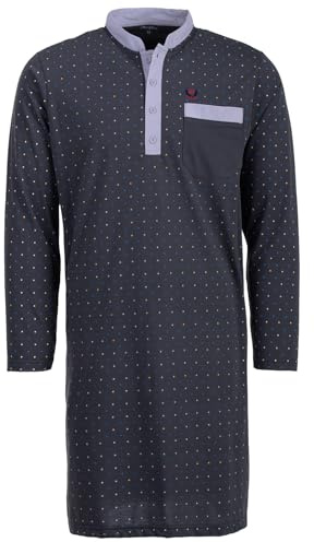 Henry Terre Chemise de nuit homme manches longues à pois avec poche poitrine Tailles M-3XL, anthracite, 3XL